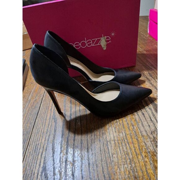 New 9 Shoe Dazzle Black AnnaKay Stiletto Pump High Heel Dress Shoes - Picture 3 of 6